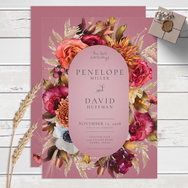 Vintage Floral Jewel Fuchsia Frame Invitation (Créateur téléchargé)