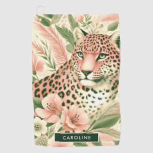 Vintage Floral Jungle Leopard Golf Towel