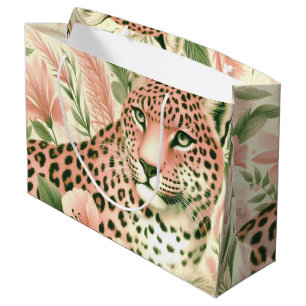 Vintage Floral Jungle Leopard Large Gift Bag