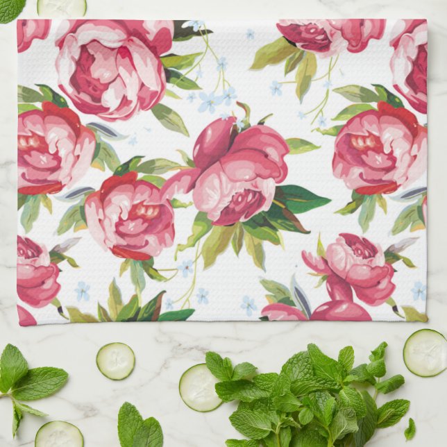 Vintage floral kitchen towel (Folded)