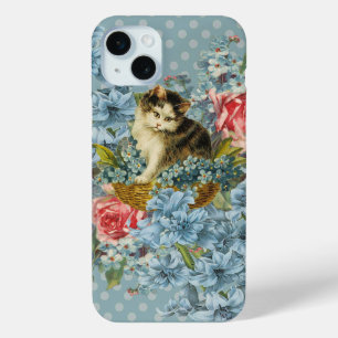 Vintage Floral kitten Case-Mate iPhone Case