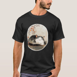 Vintage Floral Kitten Retro Japanese Art Pet Cute T-Shirt