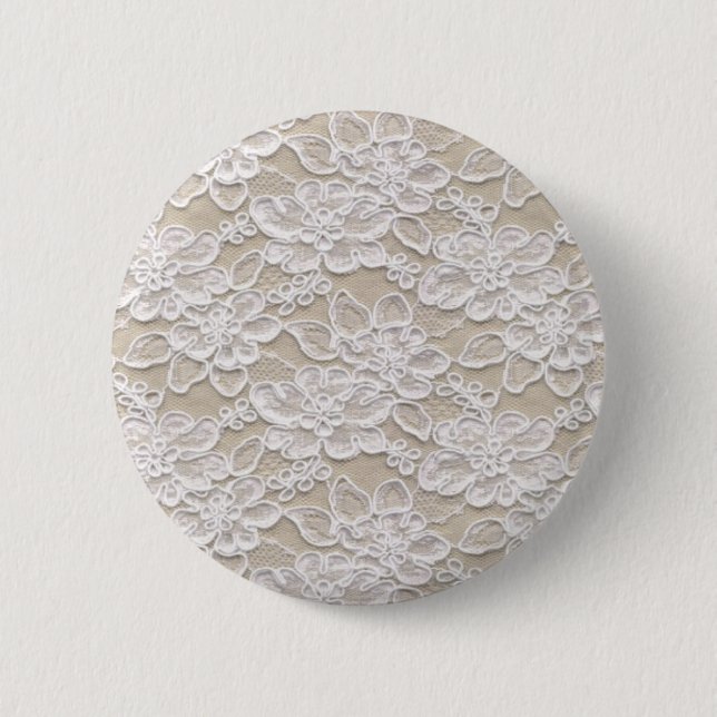 Vintage Floral Lace 2 Inch Round Button (Front)