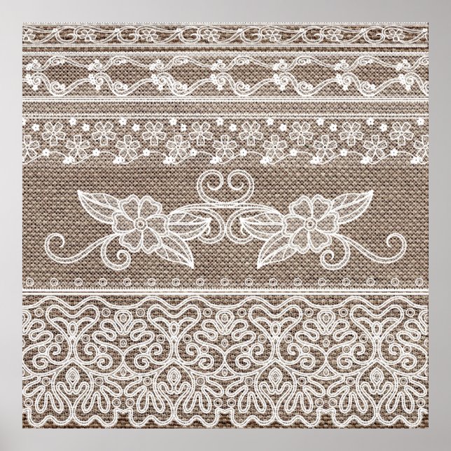 Vintage Floral Lace Art Poster (Front)