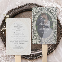 Vintage Floral Lace Frame Photo Wedding Program