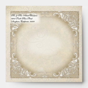 Vintage Floral Lace Wild Pink Rose Swirl Formal Envelope
