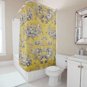 Vintage floral lake yellow toile de jouy