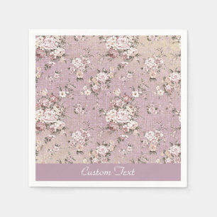 Vintage Floral Lavender White Flowers Personalized Napkin