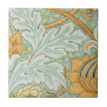 Vintage Floral Leaf Ceramic Tile<br><div class="desc">An elegant vintage St. James pattern in blue and yellow by William Morris master of the Arts And Crafts movement. Still wildly popular today for it's flowing decorative style and lush colours.</div>