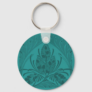 Vintage Floral Leaf Turquoise Keychain