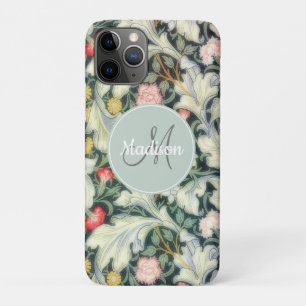 Vintage Floral Leicester Pattern With Monogram iPhone 11 Pro Case