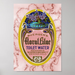 Vintage Floral Lilac Toilet Water Label Poster