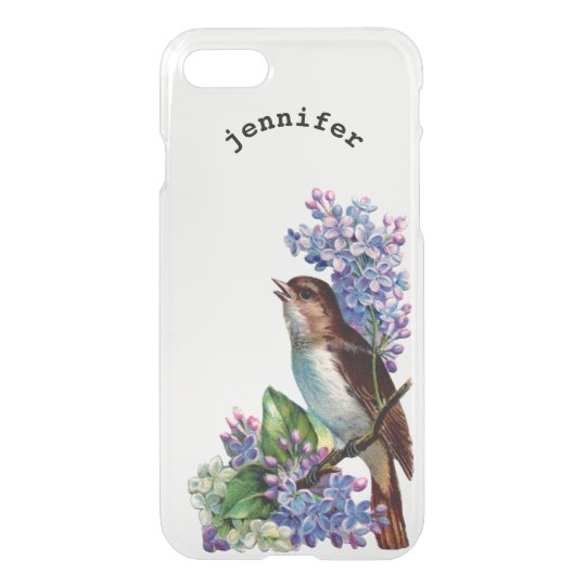Vintage Floral Lilacs Flowers Bird Personalized iPhone 8/7 Case
