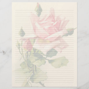 Vintage Floral Lined Letterhead Stationery