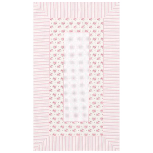Vintage floral, lines & dots tablecloth 60"x104" (Front)