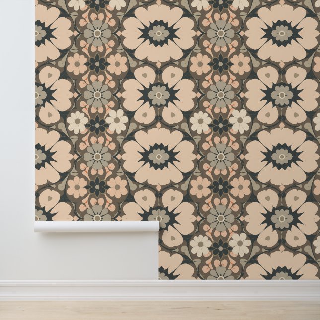 Vintage Floral Mandala Pattern Design Wallpaper (Application)