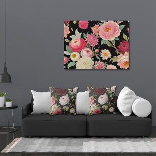Vintage Floral Mary Delany-Inspired pink pattern Poster