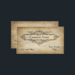 Vintage Floral Medallion Aged Paper Business Card<br><div class="desc">An antique look of an old manuscript. A vintage line art medallion surrounding your company name. The background has the look of antique worn paper. The back has the same paper background and a place for more information.</div>