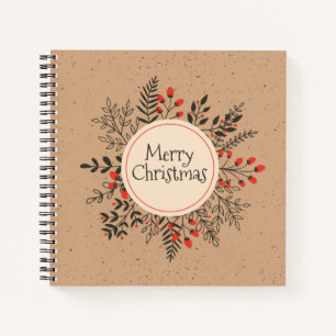 Vintage Floral Merry Christmas Notebook