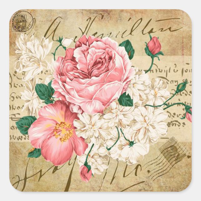 Vintage floral mixed flowers elegant sticker (Front)