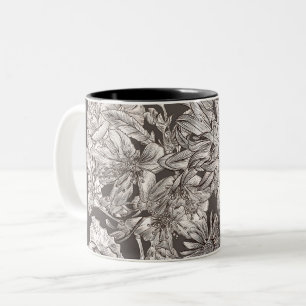 Vintage Floral Modern Ivory Grey Botanical Rustic Two-Tone Coffee Mug