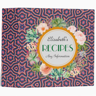 Vintage Floral Modern Retro Geometric Pattern #3 Binder