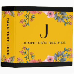 Vintage Floral Monogram Amber Color #5 Binder