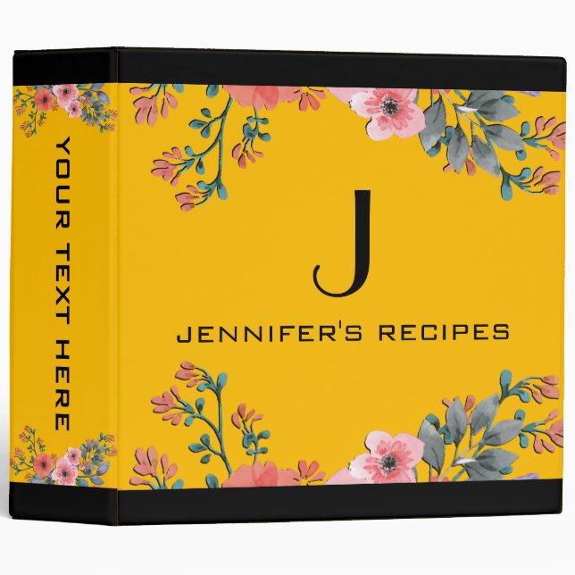 Vintage Floral Monogram Amber Colour #5 Binder (Front/Spine)