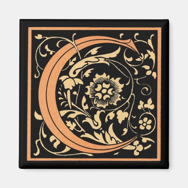 Vintage Floral Monogram ‘C’ - Magnet (Front)