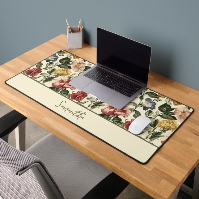 Vintage Floral Monogram Desk Mat (Office 2)
