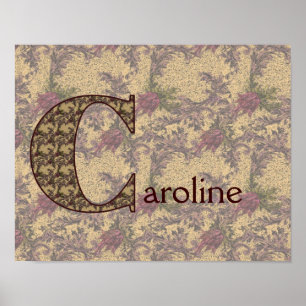 Vintage Floral Monogram Initial C Personalized Poster