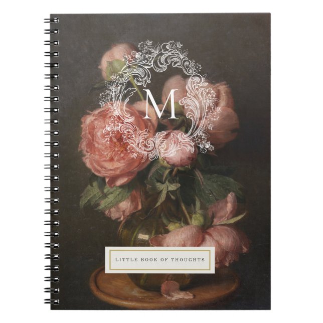 Vintage Floral Monogram Personalized Notebook (Front)