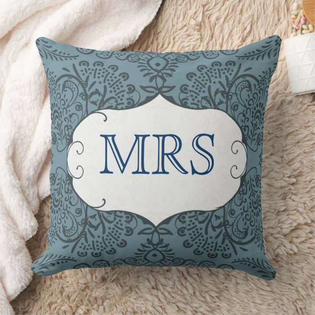 Vintage Floral Monogram  Pillow (Blanket)