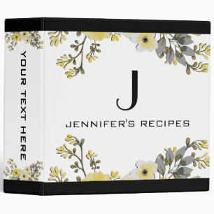 Vintage Floral Monogram White Color #4 Binder