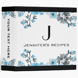 Vintage Floral Monogram White Color Binder