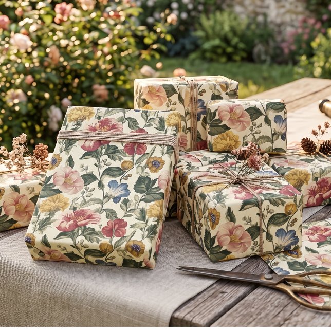 Vintage Floral Monogram Wrapping Paper (Creator Uploaded)