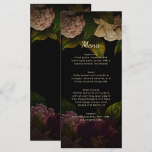 Vintage Floral Moody Watercolor Menu Mariage
