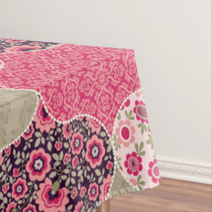 Vintage Floral Moroccan Pattern Pink Tablecloth