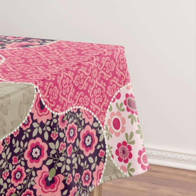 Vintage Floral Moroccan Pattern Pink Tablecloth (In Situ)