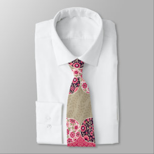 Vintage Floral Moroccan Pattern Pink Tie