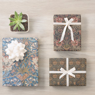 Vintage Floral Morris Pattern Honeysuckle Flowers  Wrapping Paper Sheet