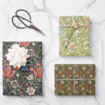 Vintage Floral Morris Patterns Compton Iris Flower Wrapping Paper Sheet<br><div class="desc">The three wrapping paper sheets are vintage floral Morris patterns by J.H. Dearle (1859-1932). The first and the last are colour variations of "Compton", from 1896. The second one, "Iris", from c. 1887, has blue and pink iris flowers on white background and white birds hidden in the foliage. All of...</div>