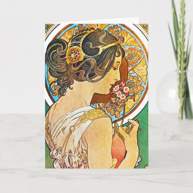 Vintage Floral Mucha Card (Front)