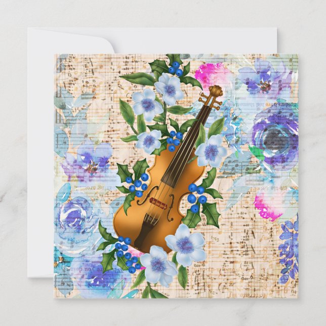 Vintage Floral Music Violin (Front)