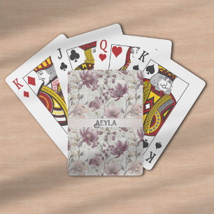 Vintage Floral Newspaper Pattern Playing Cards