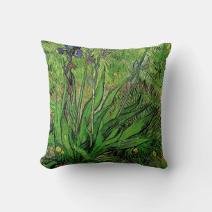 Vintage floral oil painting, Iris by Van Gogh Throw Pillow
