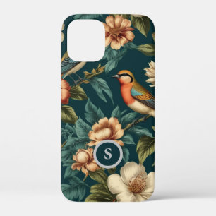 Vintage floral oiseaux monogramme iPhone / coque i