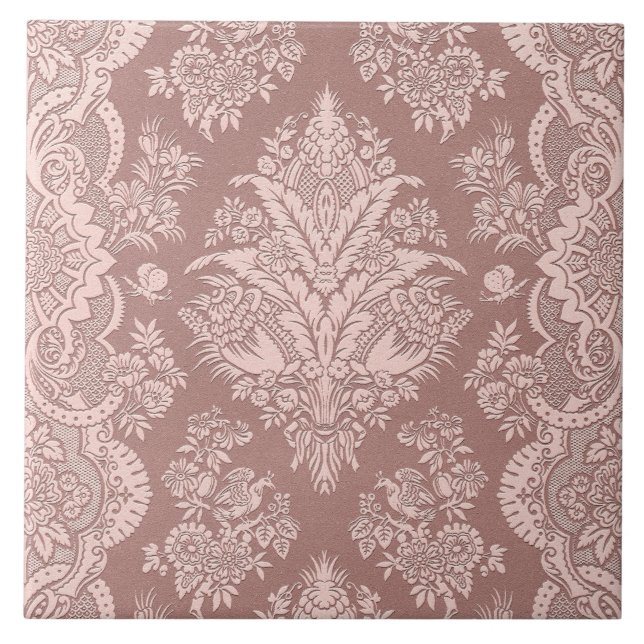 Vintage Floral on Rosy Beige Tile (Front)