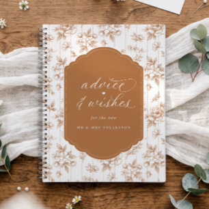 Vintage Floral Orange Wedding Wishes Guest Book