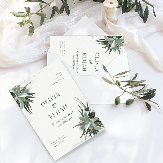 Vintage Floral Organic Succulents Invitation (Creator Uploaded)
